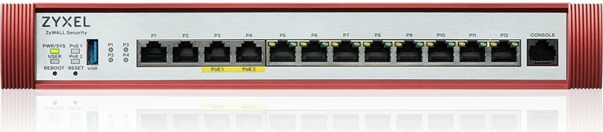 Firewall Zyxel USG FLEX500 H Series USGFLEX500H-EU0102F, 2.5 Gbps, 10 porte, PoE+, E kuqe/E bardhë