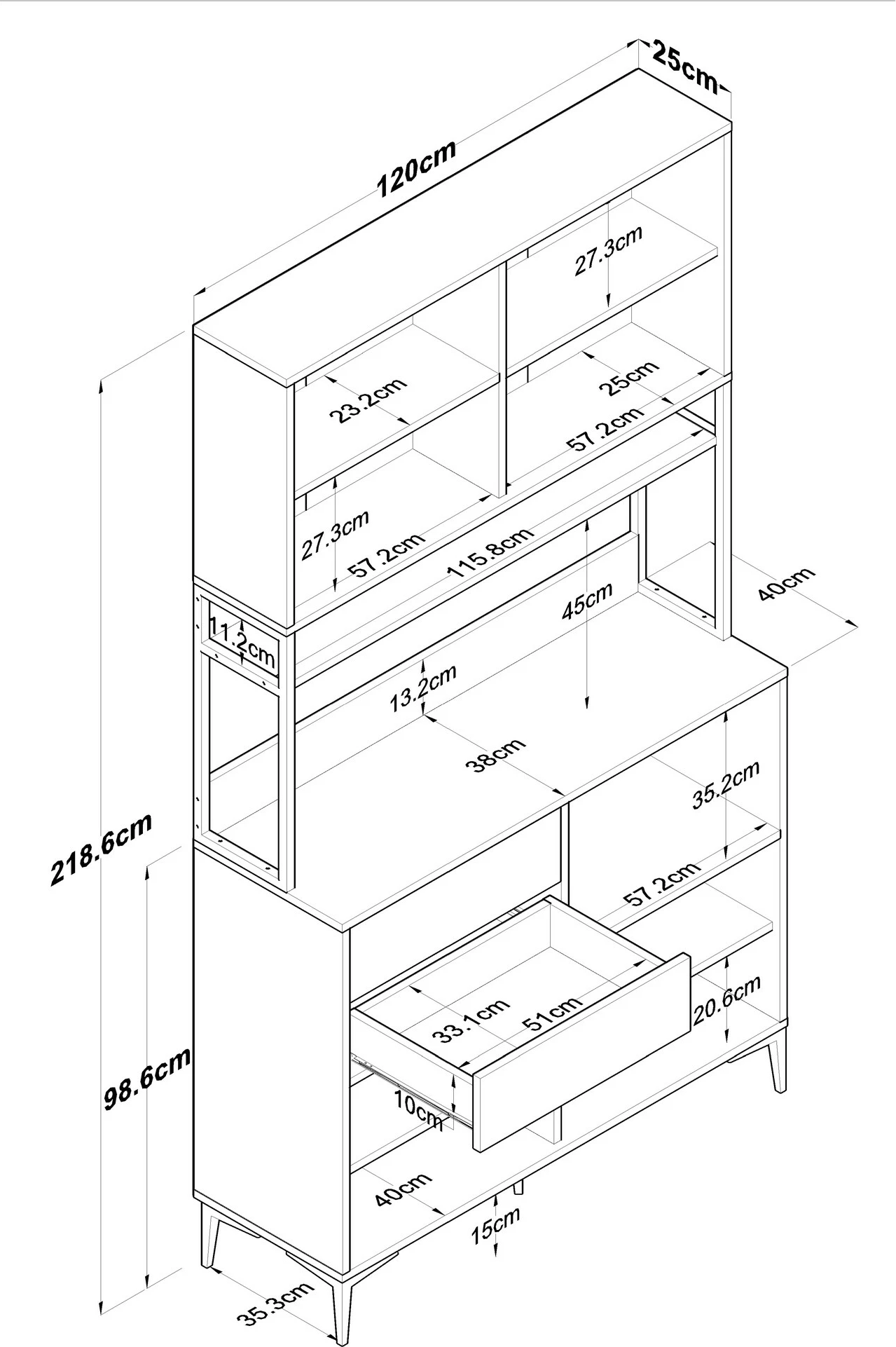 Dollap shumëfunksional, ngjyrë arre dhe e bardhë, Skye Decor, JE180 - 3403
