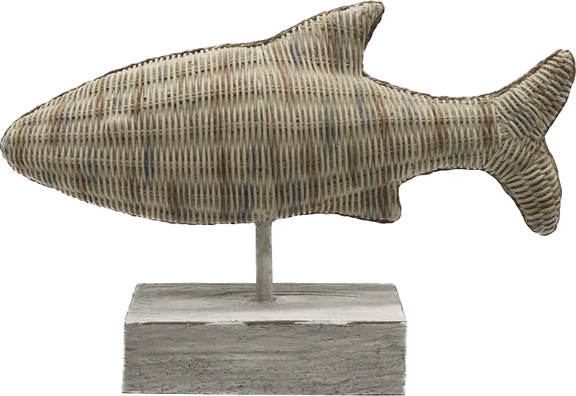 Dekor peshk, polirezine, ngjyrë kafe, 35x12x24cm