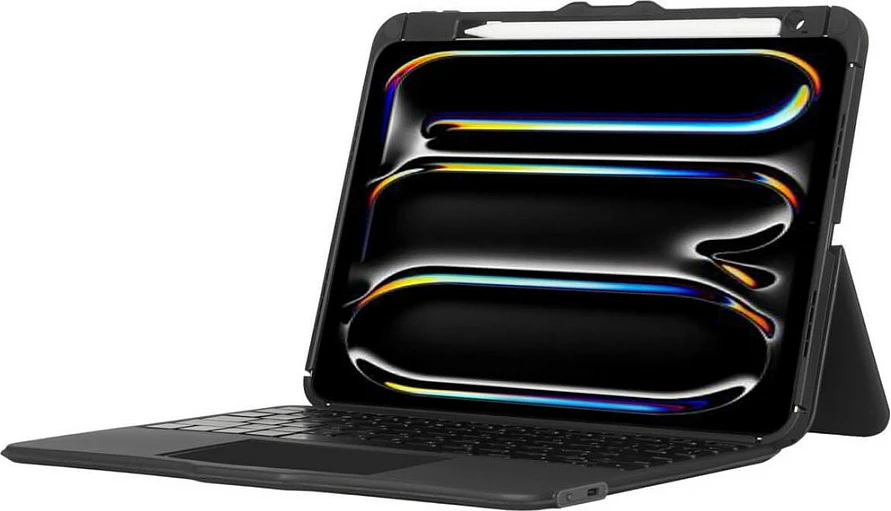Mbështjellës me tastierë Bluetooth Targus VersaVu, me trackpad, backlight, USB-C, për iPad, i zi