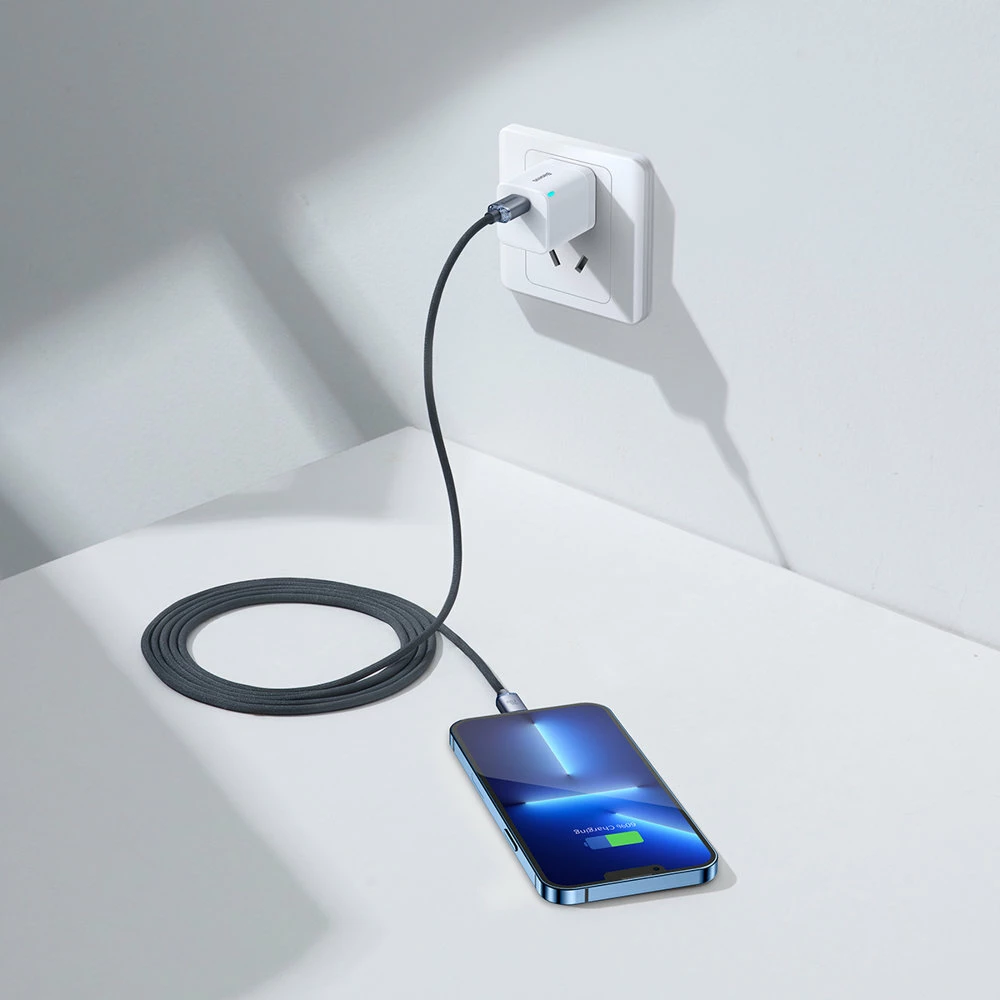 Kabllo Baseus Crystal Shine CAJY000301, USB-C në Lightning, 2m, 20W, e zezë