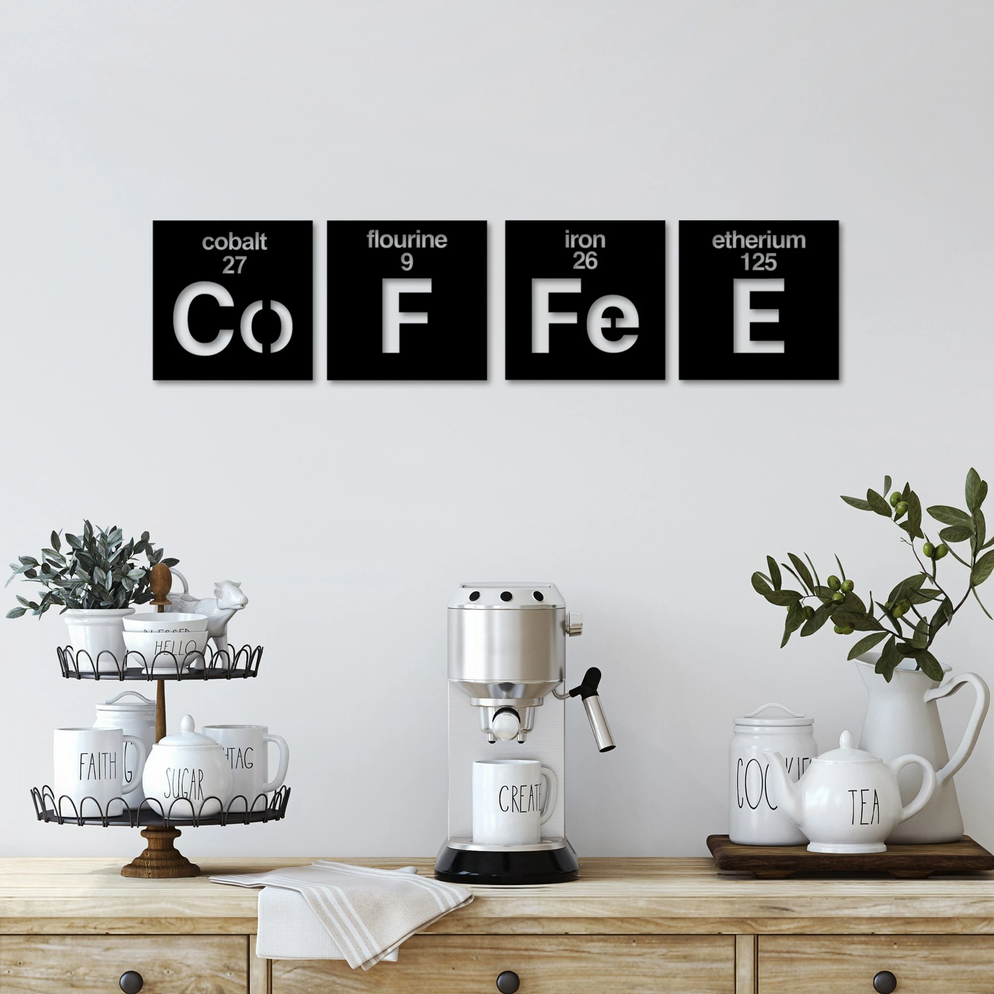 Aksesor dekorativ metalik për mur, Wallity, Coffee, 4 copë