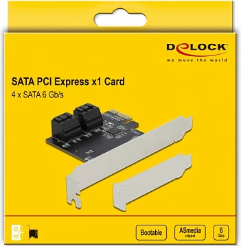 Kartelë zgjerimi SATA DeLOCK PCIe x1, 4 porta SATA 3.0, low-profile