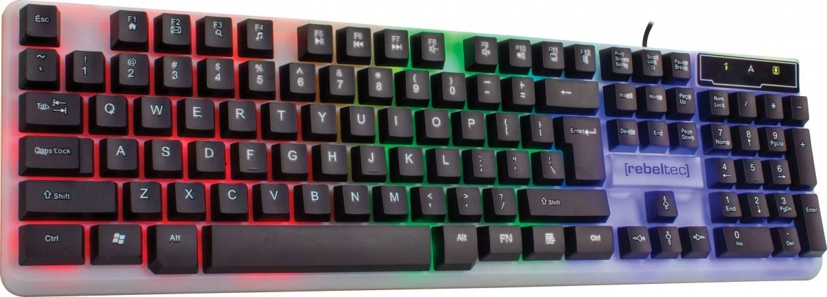 Tastierë gaming Rebeltec Neon, me ndriçim LED, me kabllo USB, Gri