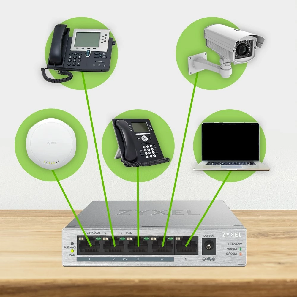 Switch Zyxel GS1005HP, Gigabit Ethernet, Silver