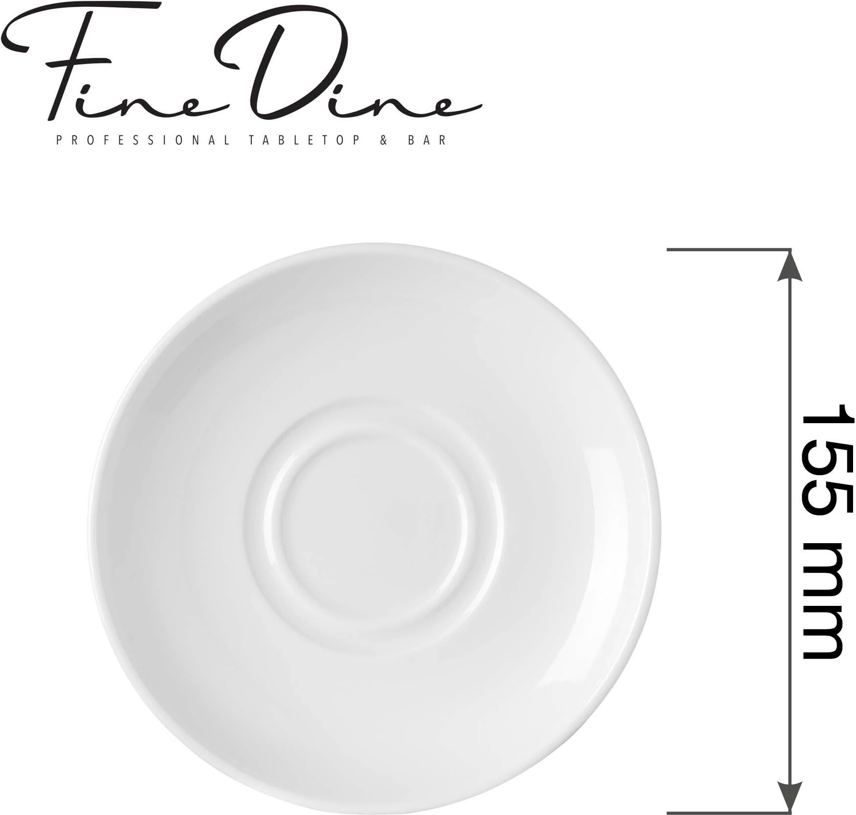Pjatë nën salcierë Fine Dine Pure Bianco 155 mm, e bardhë, set 12 copë