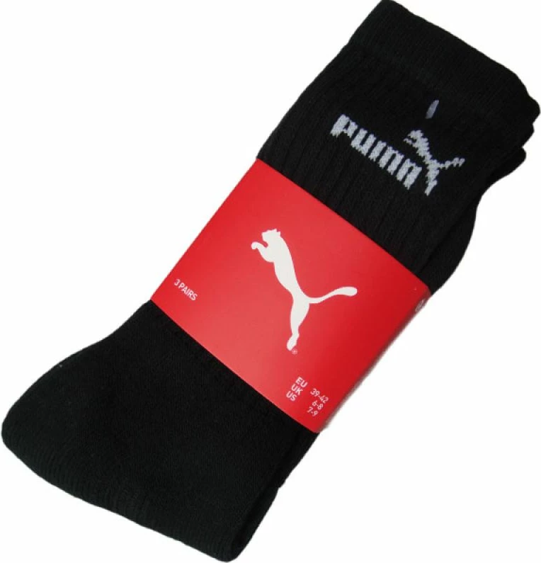Çorape të gjata Puma 7308 200, të zeza, set prej 3 palë