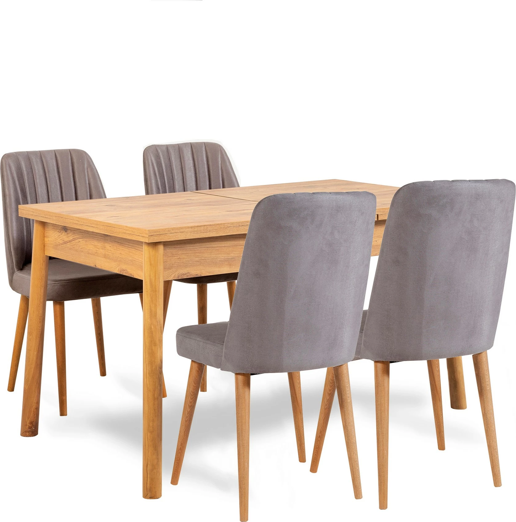 Set tavoline me karrige për ngrënie, e zgjatshme, Hanah Home, Santiago, ngjyrë gri Atlantic, 5 copë