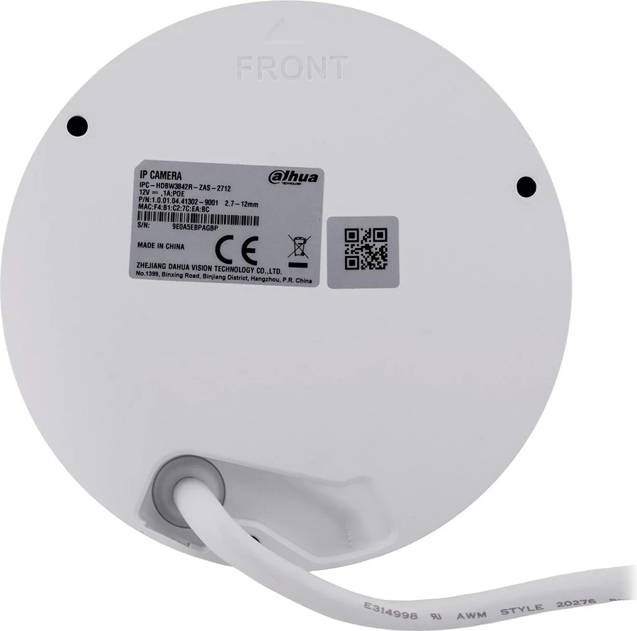 Kamerë IP dome Dahua IPC-HDBW3842R-ZAS-2712, 4K, mikrofon i integruar, IP67, e bardhë