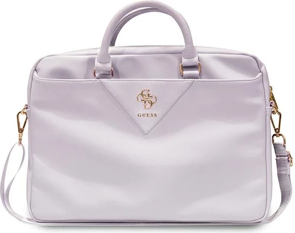 Mbështjellës laptopi Guess ZIP Leather Triangle, 16 inç, lëkurë ekologjike, vjollcë