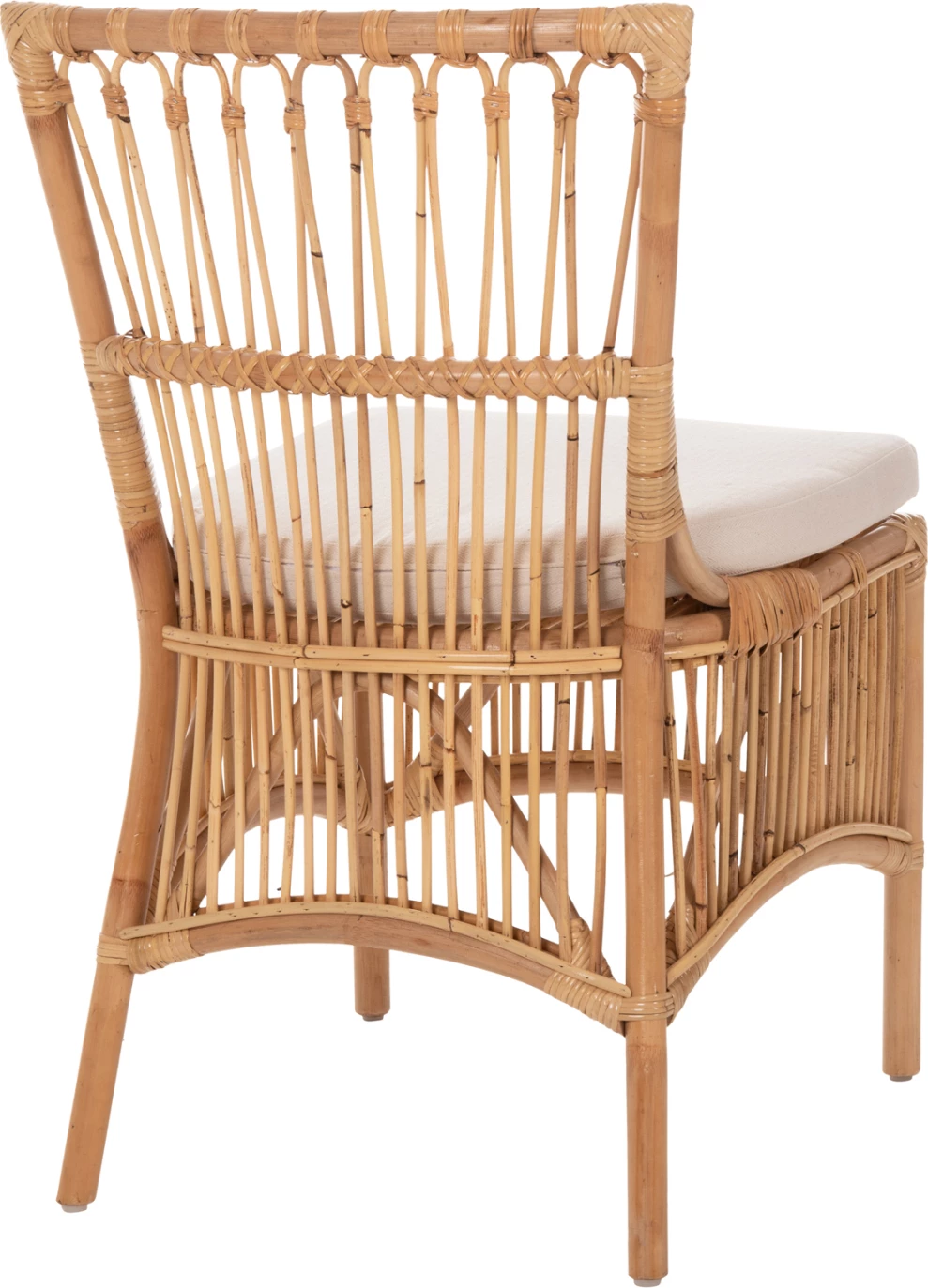 Karrige për ngrënie THALIN FH9834 rattan ngjyrë natyrale-jastëk ngjyrë bardhë 53x58x91Hcm