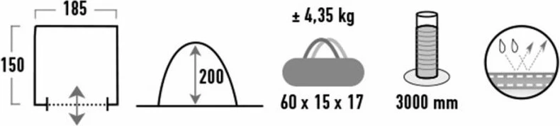 Tendë pavijon për turizëm High Peak, gri