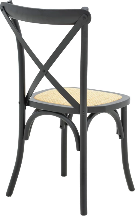 Karrige Dylon e grumbullueshme, dru ahu i zi, ulëse ratan natyral, 48x52x89cm