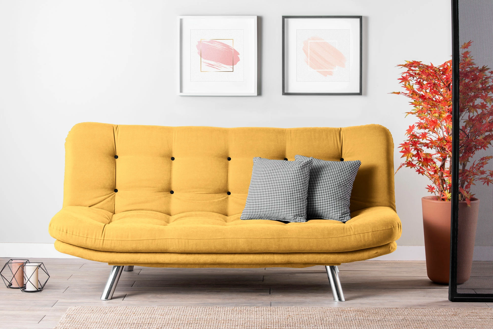Divan-krevat 3 vende, Atelier del Sofa, Misa Sofabed, ngjyrë mustard