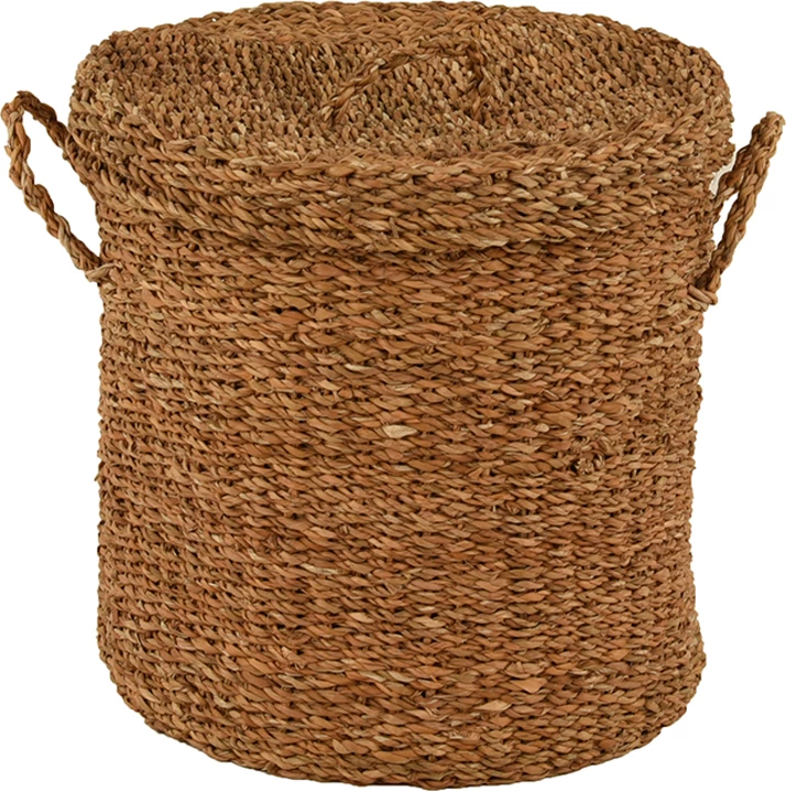 Shportë me kapak prej bari deti, natyrale, 44x44x45cm