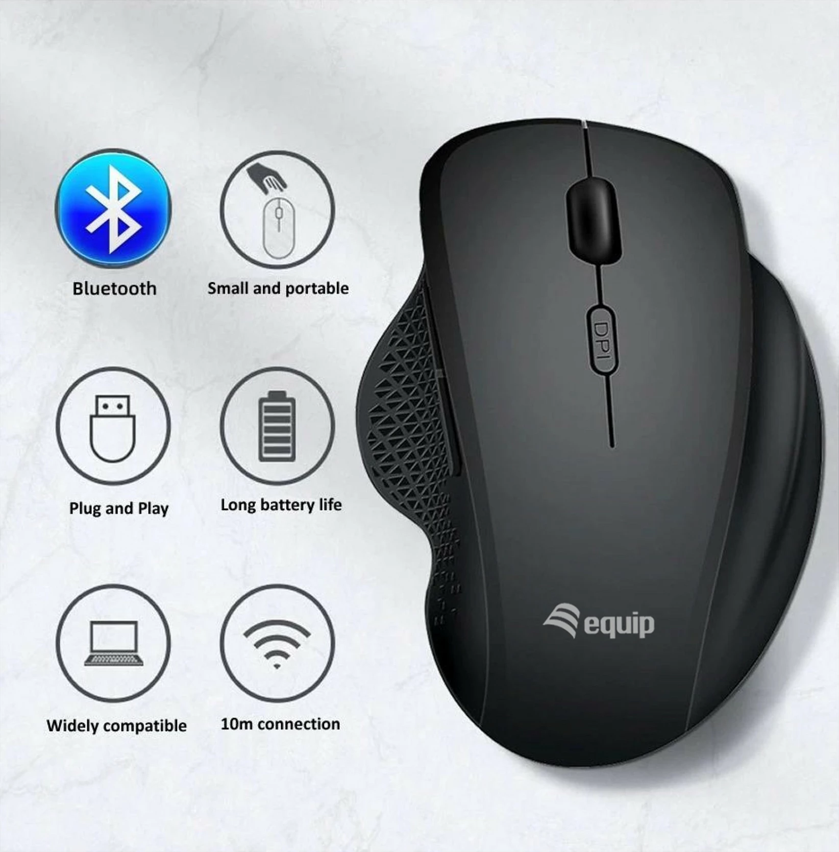 Maus wireless EQUIP Komfortmaus Dual Mode, 6 butona, 1600 DPI, i zi