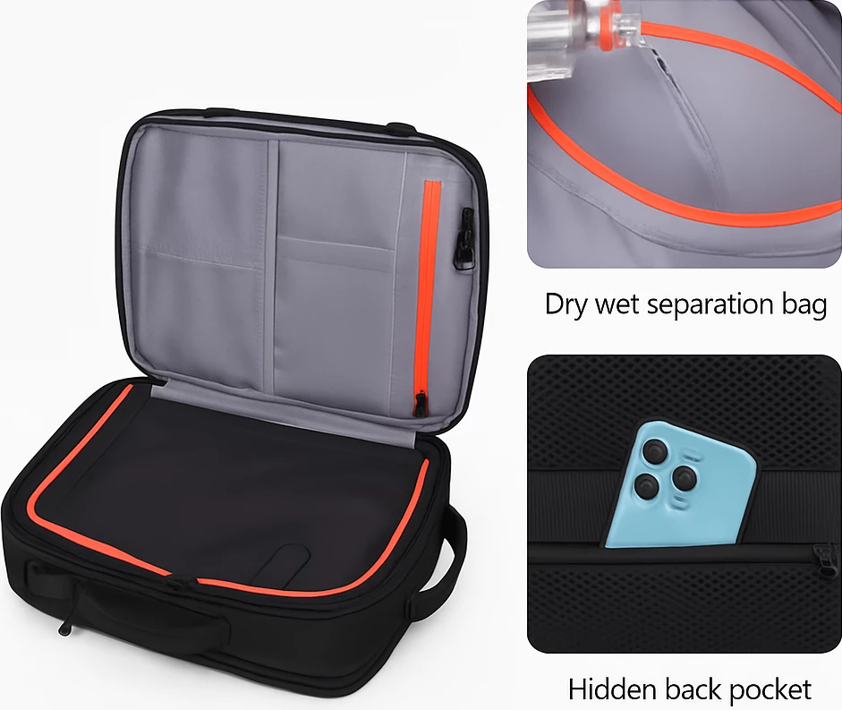 Çantë shpine, 45x30x15+5 cm, e zezë