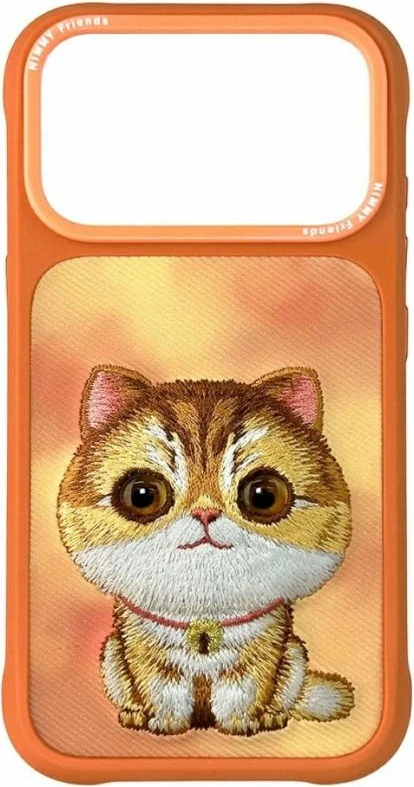 Kuti telefoni Nimmy Big Eyed Pet 2.0 Cat për iPhone 17 Pro, portokalli