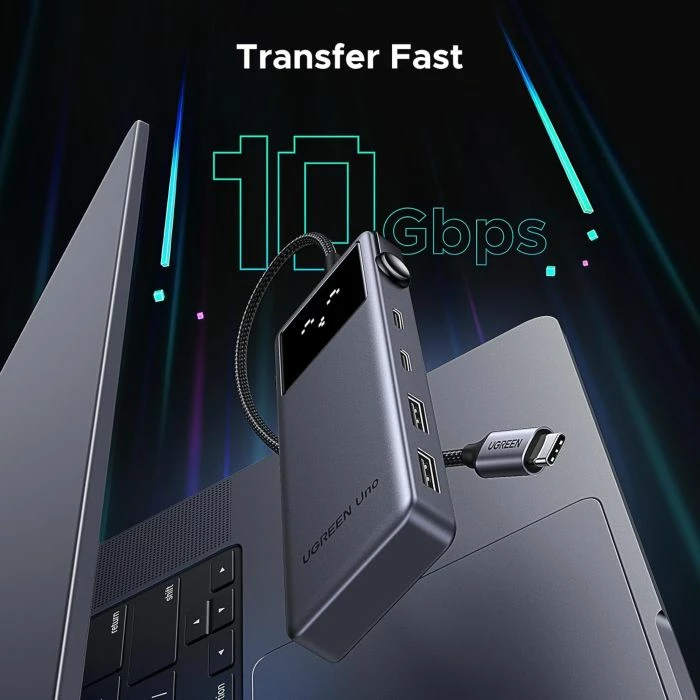 Hub USB-C UGREEN Uno 35998, 6-në-1, 2x USB-C 10Gbps, 2x USB-A 10Gbps, HDMI 4K@60Hz, USB-C PD 100W, gri e errët