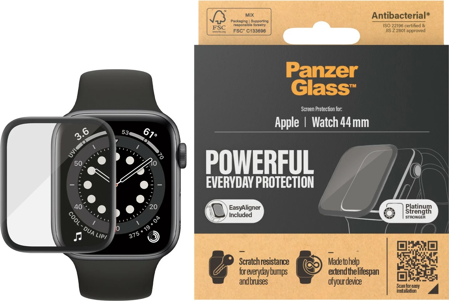 Mbrojtës ekrani PanzerGlass për Apple Watch Series 4/5 44mm, transparent