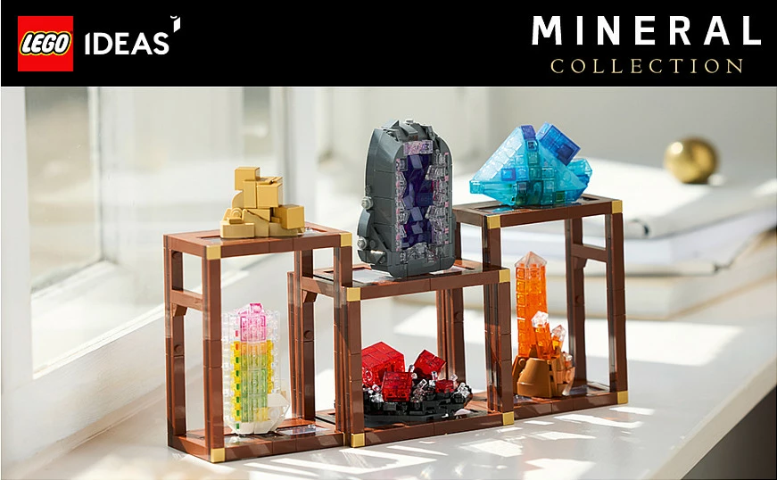 Set LEGO Ideas Mineral Collection 21362, 880 copë, 18+, shumëngjyrësh
