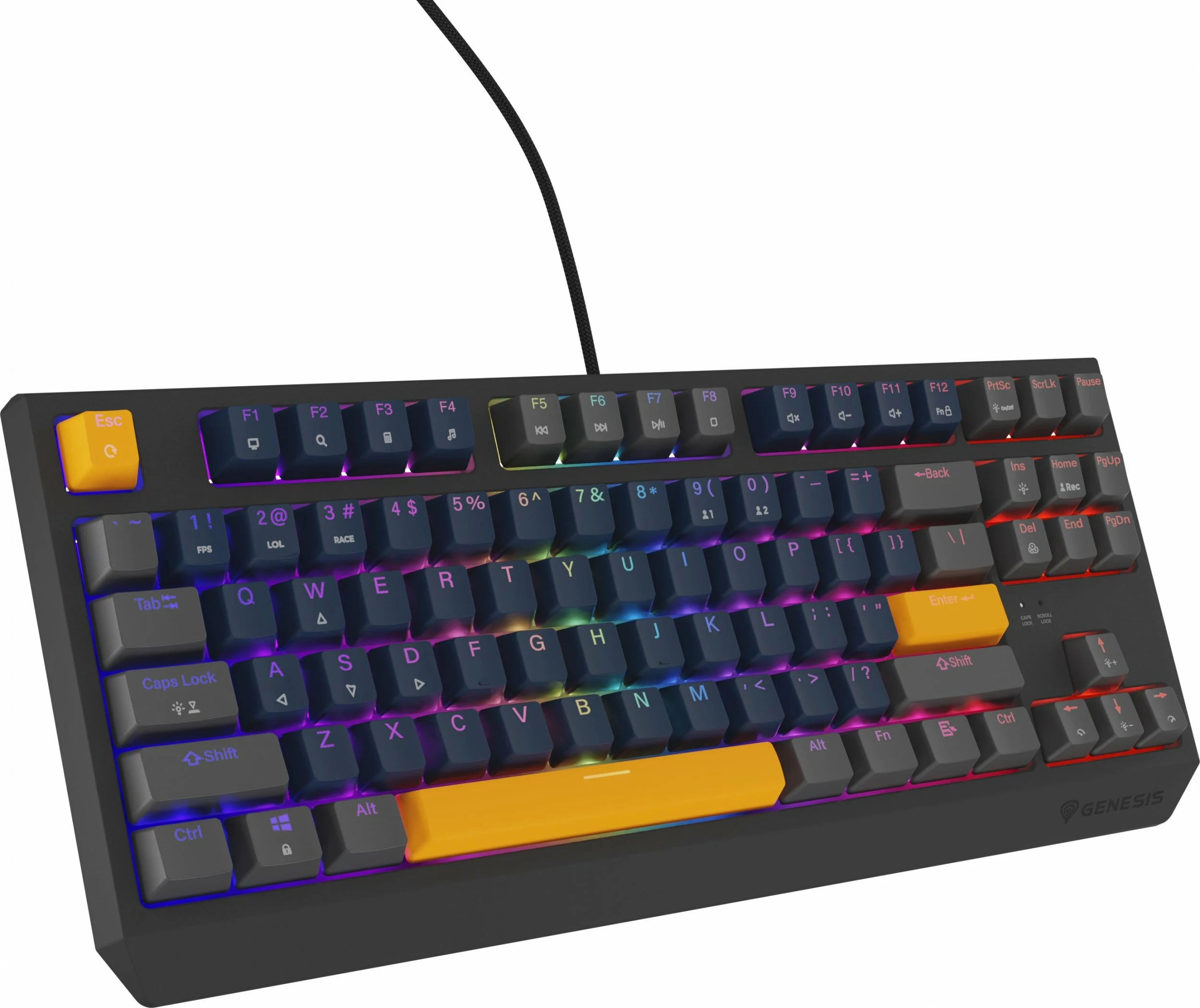 Tastierë mekanike gaming Genesis Thor 230 TKL NKG-2163, Outemu Panda, USB, RGB, layout US, Hot Swap, blu