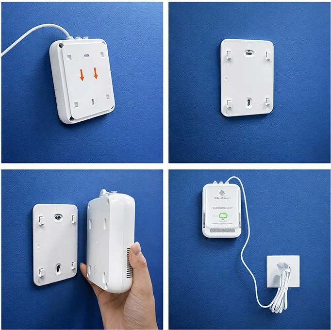 Sensor rrjedhje gazi natyror Qoltec 52651, CH4, Wi‑Fi Tuya, alarm 85 dB, LED, i bardhë, set me vida