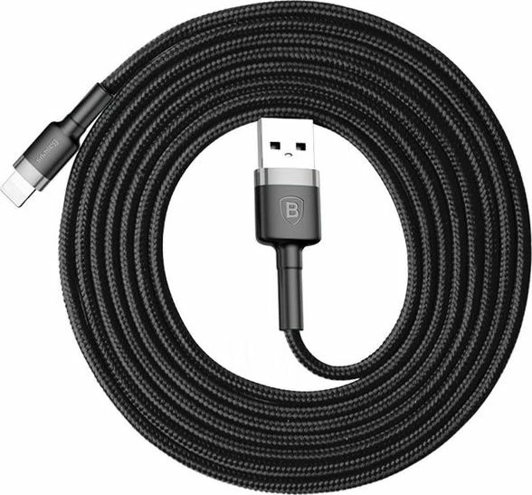 Kabllo USB-A në Lightning Baseus Kevlar 2 m 1.5A USB 2.0 e zezë/gri