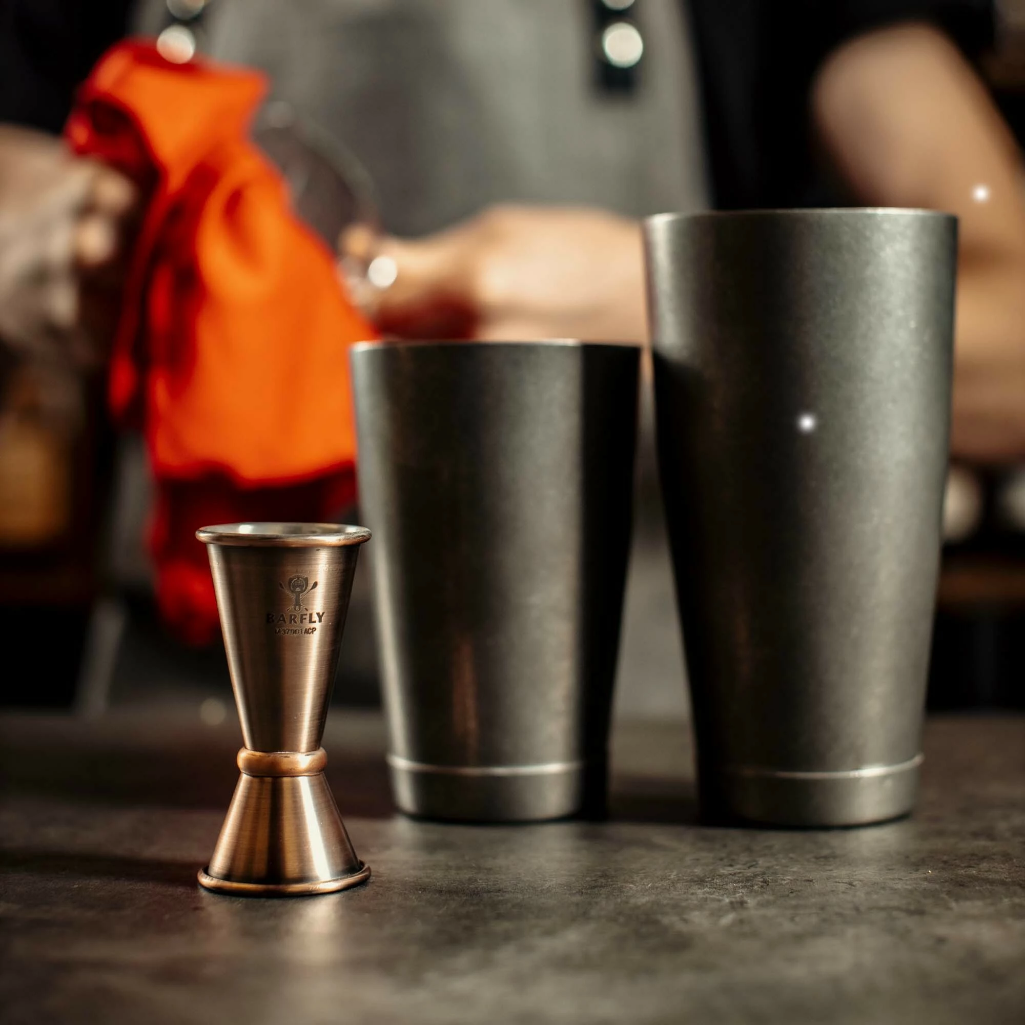 Jigger japonez, BarFly, Diamond Lettice, 30/60 ml, çelik inox 18/8, bakër antik