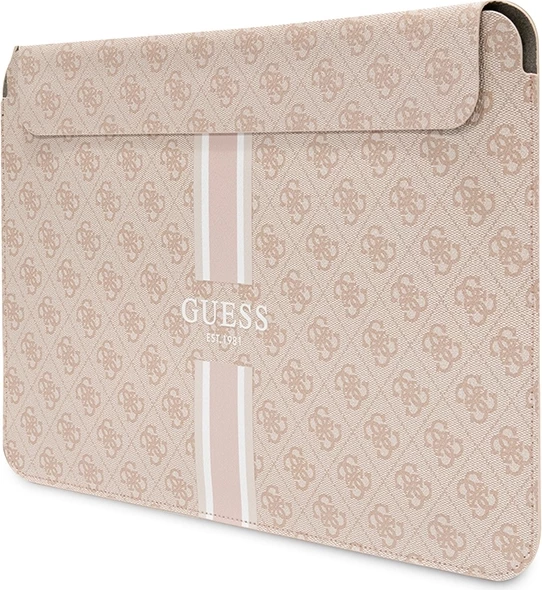Mbështjellës laptopi Guess 4G Printed Stripes, deri 16", Rozë