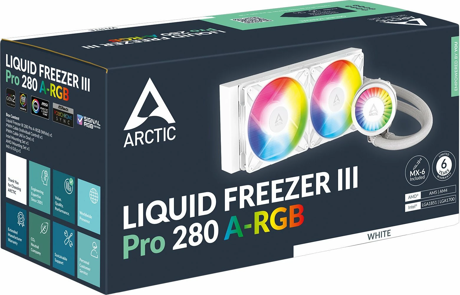 Ftohës i lëngshëm AIO për CPU Arctic Liquid Freezer III Pro 280 A-RGB (ACFRE00187A) 280mm, 2x140mm PWM, ARGB, White