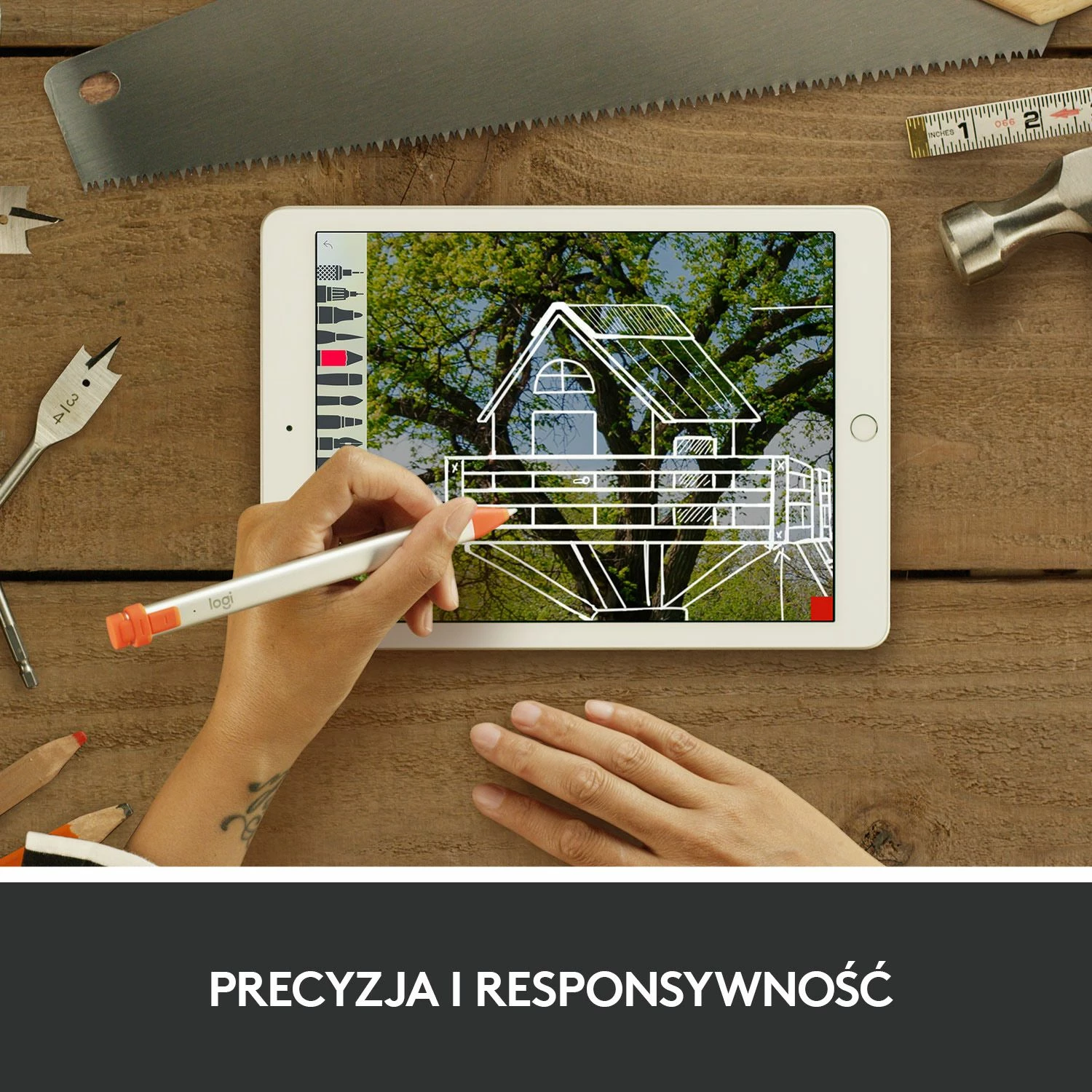 Stilus Logitech Crayon 914-000034, për iPad, Lightning, argjendtë-portokalli