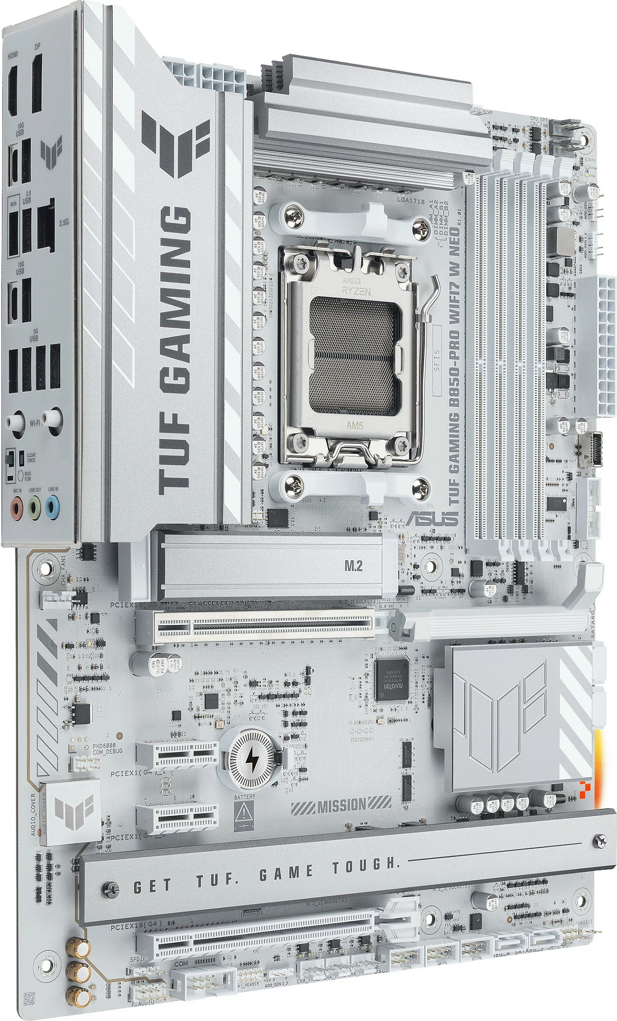 Pllakë amë ASUS TUF GAMING B850-PRO WIFI7 W NEO, Socket AM5, DDR5 256GB, Wi‑Fi 7, e bardhë
