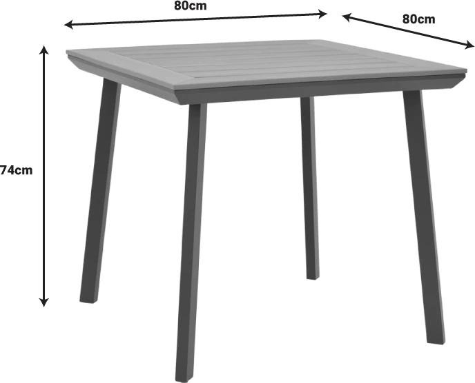 Tavolinë me karrige Synergy-Vitality set prej 3 copash alumini dhe kompensatë ngjyrë natyrale 80x80x74cm