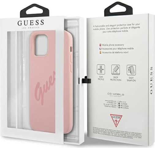 Mbështjellës Guess GUHCP12LLSVSPI për iPhone 12 Pro Max 6.7", rozë