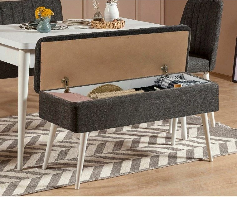 Set tavoline me karrige për ngrënie, e zgjatshme, 5 pjesë, Skye Decor Vina 1053-4, e bardhë dhe antracit