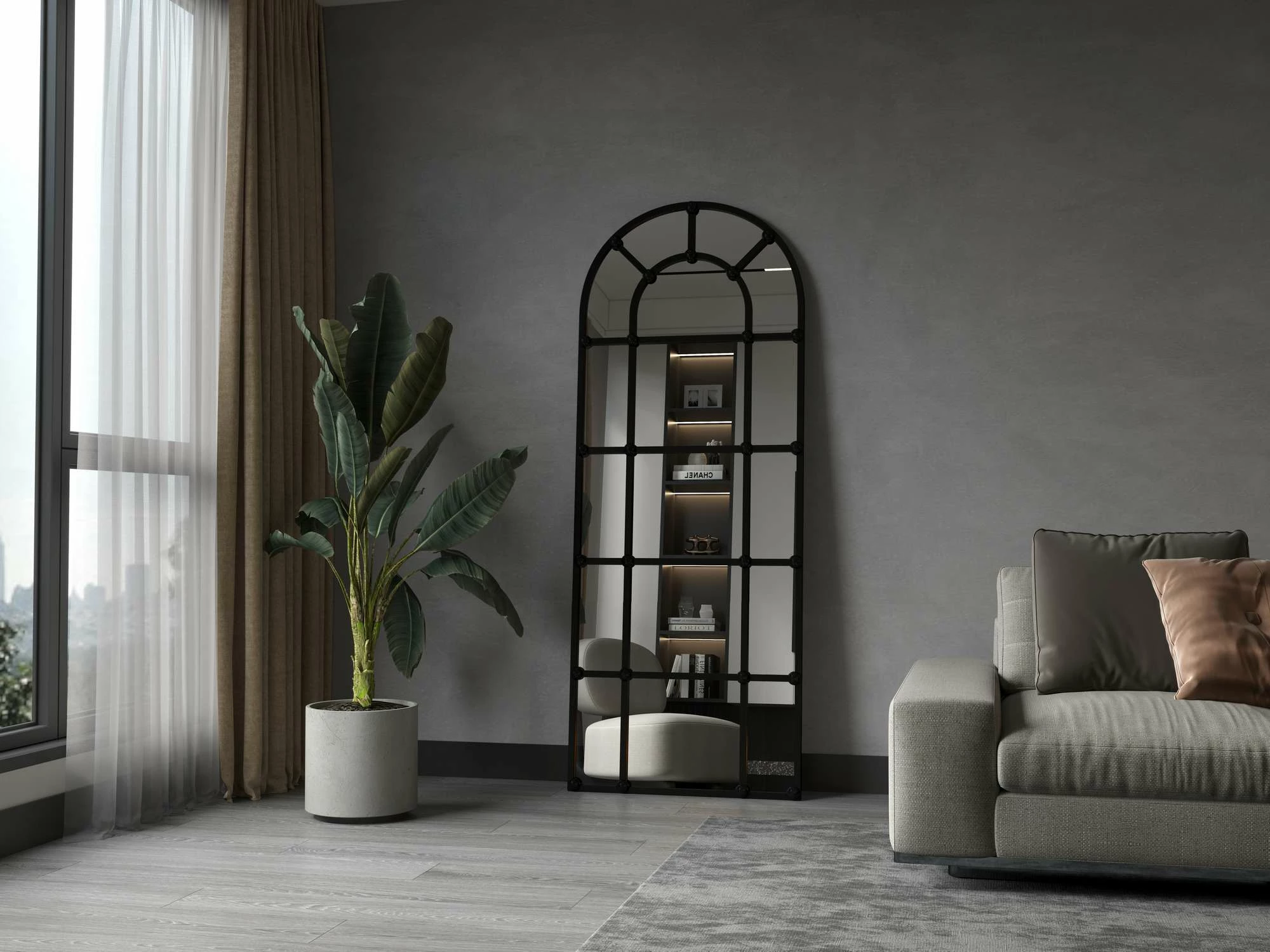 Pasqyrë Cheval, ngjyrë e zezë, Skye Decor, ovale, 70x180cm