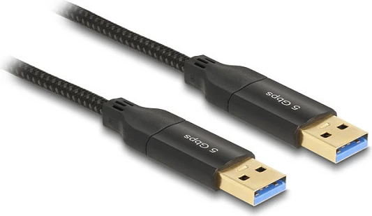 Kabllo Data Link USB-C DeLOCK 5 Gbps + KM Switch, 2 m, me adaptor USB-A, e zezë