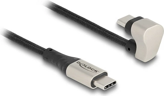 Kabllo USB-C DeLOCK USB 2.0, USB-C në USB-C, 2 m, kënd 180°, PD 60 W, e zezë