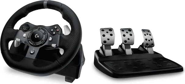 timon lojërash me pedale, Logitech, G920 Driving Force 941-000123, Force Feedback dhe rrotullim 900°, set me 3 pedale, e zezë