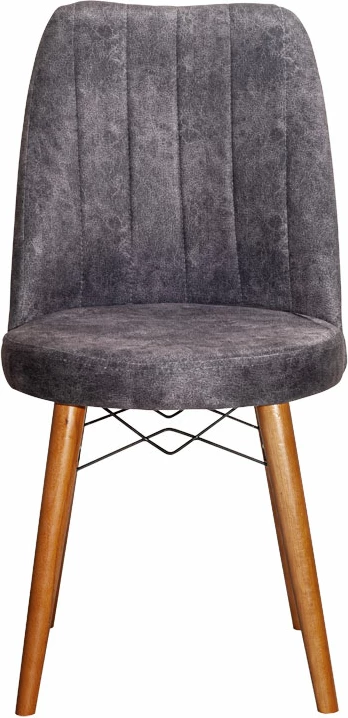 Karrige Nevis I, pëlhurë antike antracit, këmbë arre, set prej 4 copesh