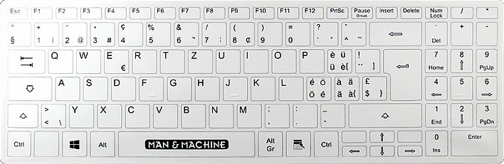Tastierë higjienike Man&Machine ITs Cool, full-size USB, DE QWERTZ, IP68, e bardhë