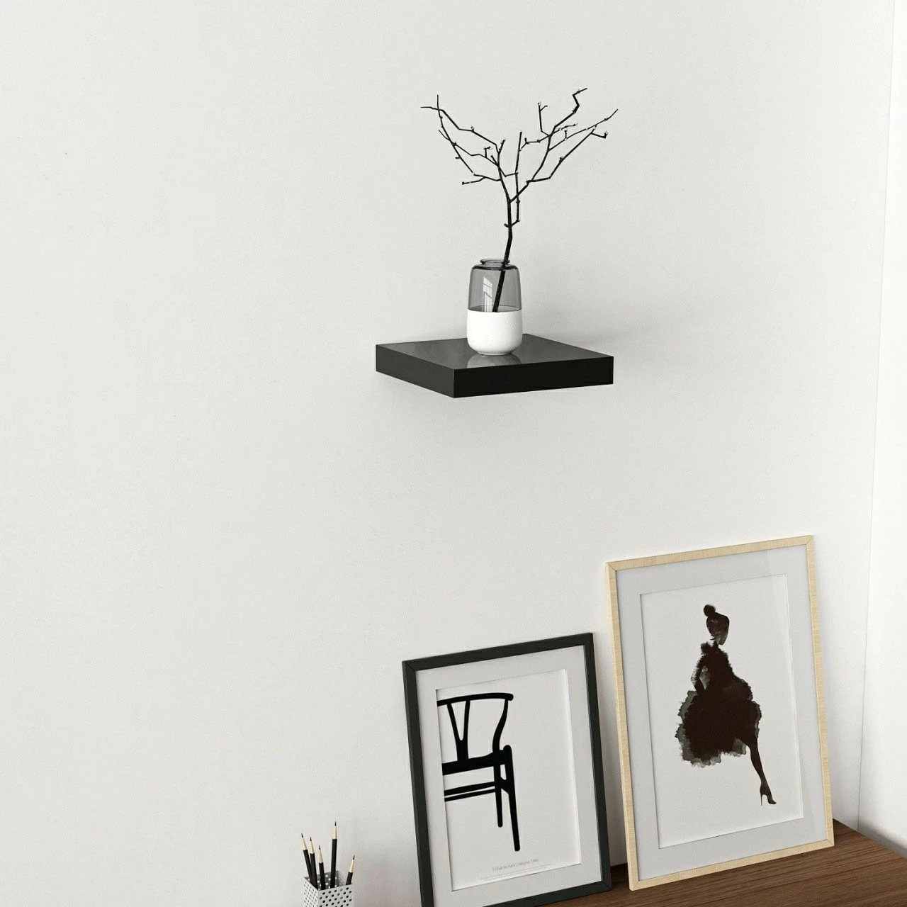 Raft muri Skye Decor, i zi, 23 cm