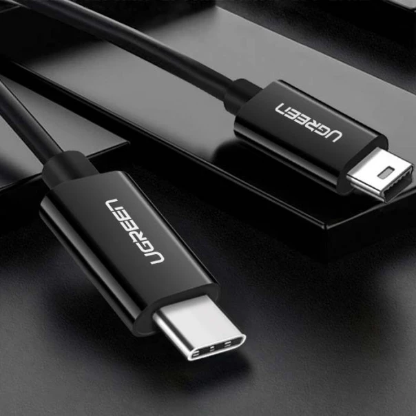 Kabllo Ugreen US242, USB-C në mini USB, 1m, e zezë