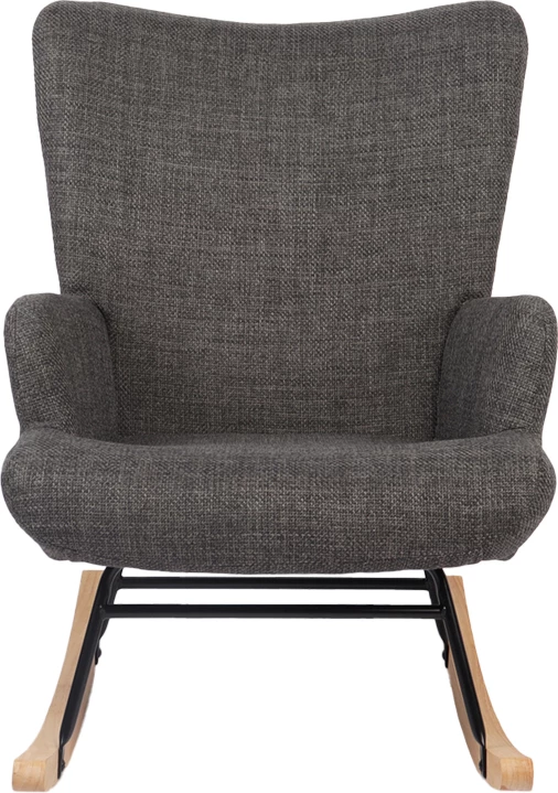 Karrige lëkundëse Jianna, material tekstili ngjyrë gri e errët, këmbë natyrale, 79x64x89cm