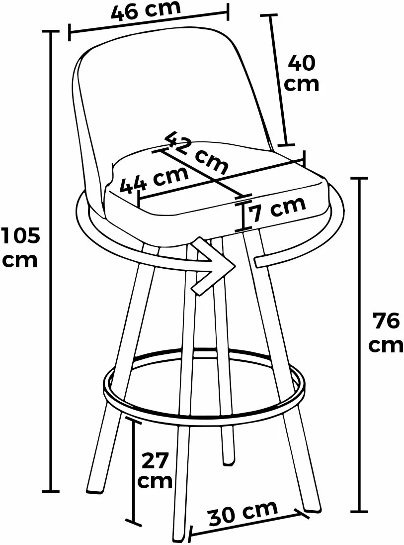 Set karrigesh për bar (6 copë), Skye Decor, Atex, kapuçino, e zezë