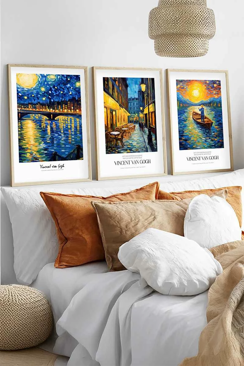 Pikturë dekorative me kornizë, 3 copë, Wallity, Huhu527, 50x70cm
