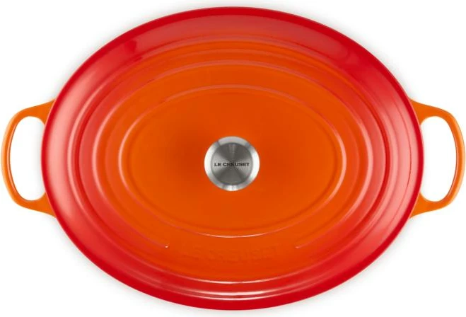 Kaserolë ovale rostimi, Le Creuset Signature 21178400902430, 40 cm, me kapak, e kuqe