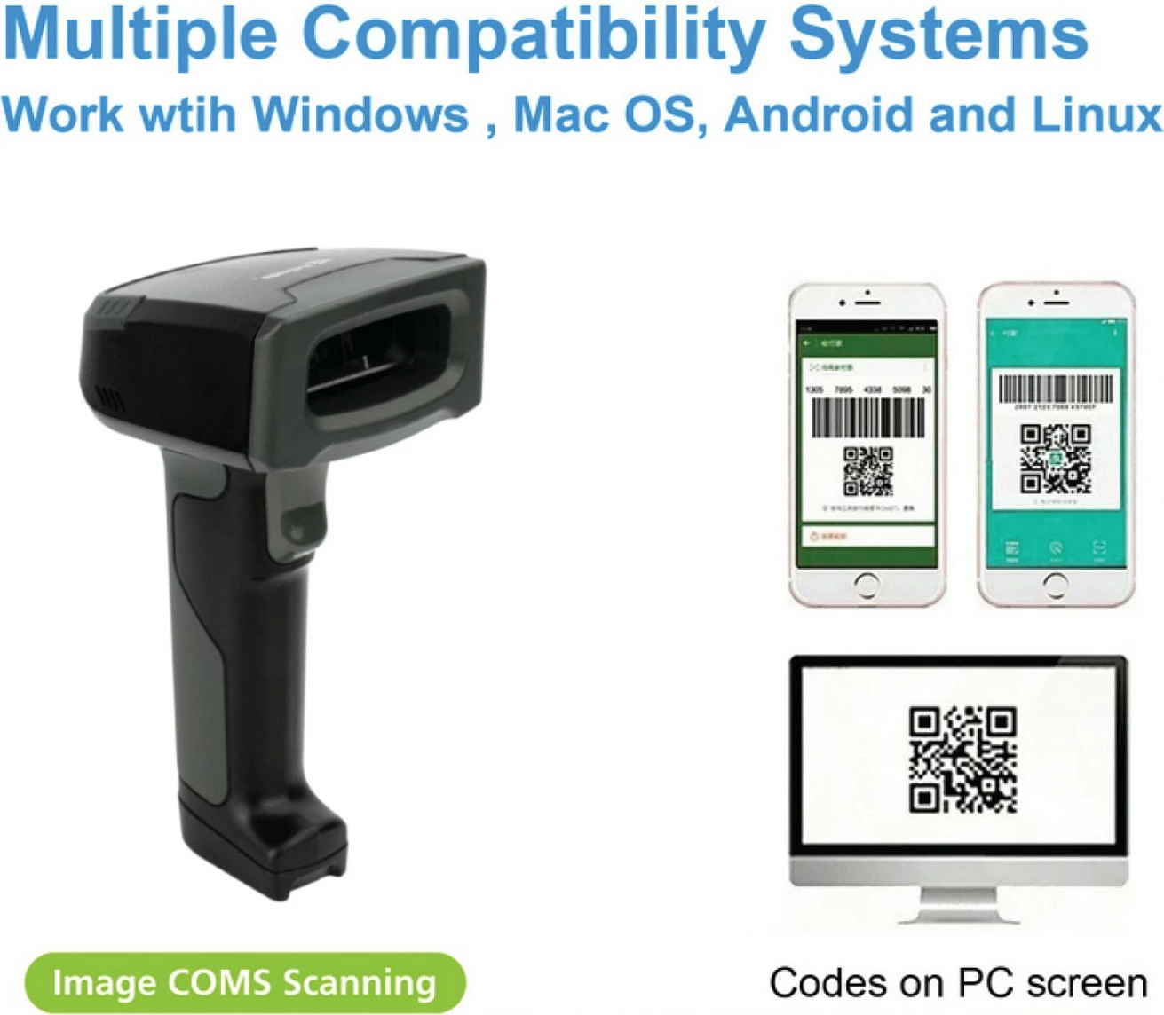 Skaner barkodi EQUIP 2D, wireless Bluetooth + 2.4GHz, IP54, me stendë, zi/hirtë