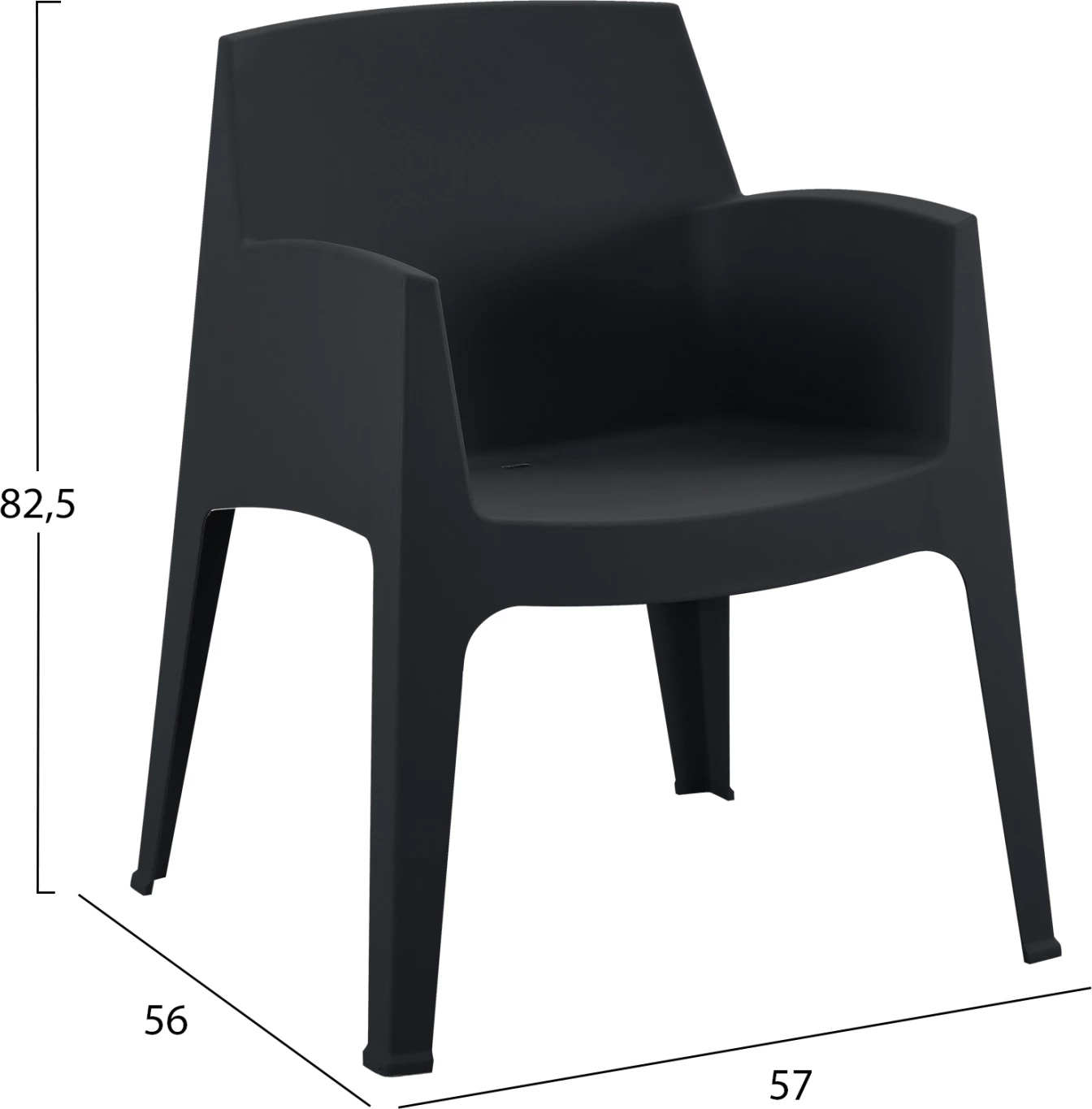 Karrige me krahë prej polipropileni, ngjyrë e zezë, SLEEK FH6370.02, 57x56x82.5cm 6